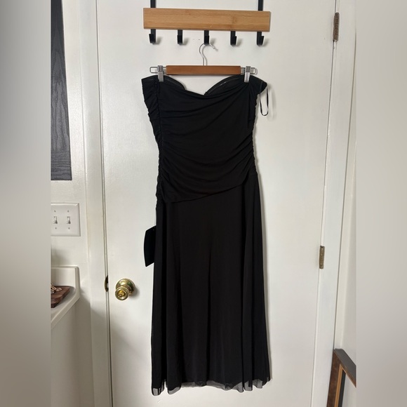 Lulus Chania Black Strapless Midi Dress Size Large NWT Wedding Guest Cocktail - Picture 5 of 11